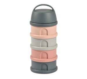 BEABA Milk Container 4 Compartments - Mineral Grey/Pink