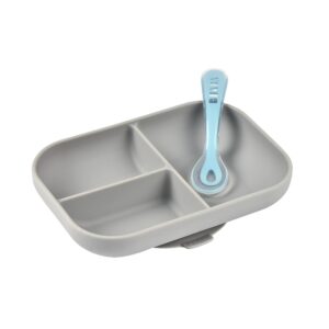 BEABA Silicone Meal Set 2pcs Divided  - Grey S