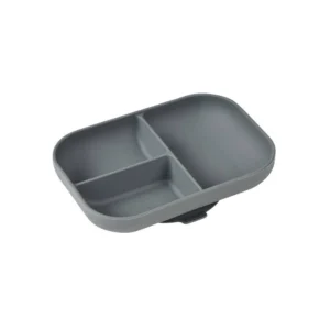 BEABA Silicone Suction Divided Plate - Mineral Grey