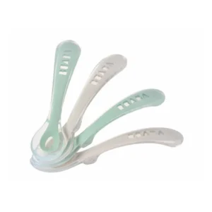 BEABA Spoon 2nd Age Silicone Spoon Set x4 - VelvetGrey/Sage