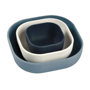 BEABA Silicone Nesting Bowls setx3 - Nightblue/Cotton/BalticBlue