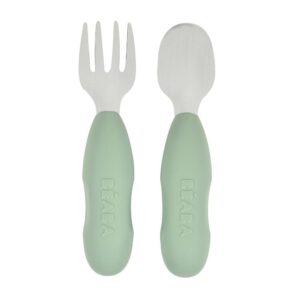 BEABA PreCutlery Stainless Steel Set x2 - Sage Green