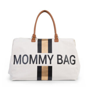 CHILDHOME Mommy Bag - Canvas Off White Stripes Black/Gold