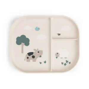 DONE BY DEER Foodie Compartment Plate Tiny Farm - Sand