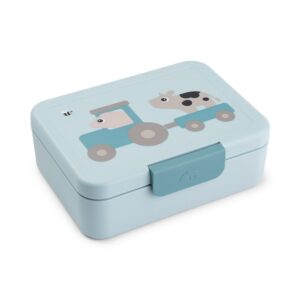 DONE BY DEER Lunch Box w/Divider Tiny Farm - Blue
