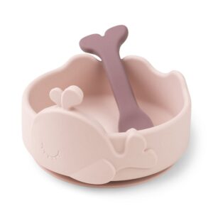 DONE BY DEER Silicone Stick n' Stay Bowl n' Baby spoon Wally - Powder