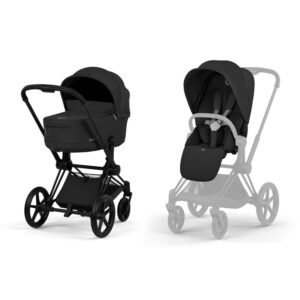 CYBEX PRIAM5 Comfort + Fold Carrycot - Matt Black_Sepia Black