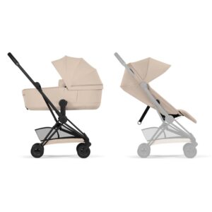 CYBEX COYA Comfort + Fold Carrycot - Matt Black_Cozy Beige