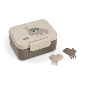 DONE BY DEER Tiny lunch box w/snack picks Tiny trails - Sand