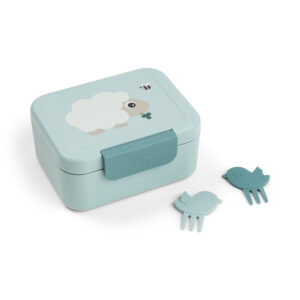 DONE BY DEER Tiny lunch box w/snack picks Tiny Farm - Blue