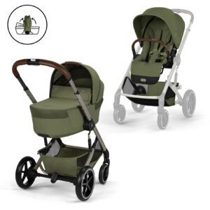 CYBEX BALIOS S Stroller Lux Taupe + Fold Carrycot - Moss Green